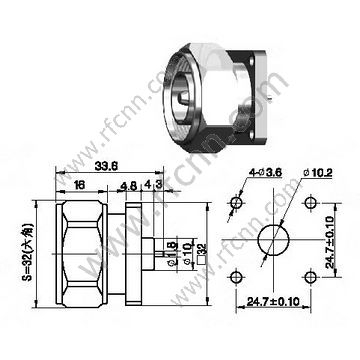 DIN 7/16 männlicher Micro Strip RF-Anschluss